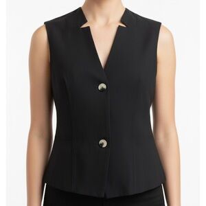 Vest Sleeveless Blazer Black 2 Button size M/L